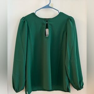 J Crew Emerald Green Keyhole Blouse